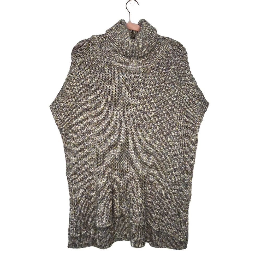 Loft Oversized Soft Pastels Marled Pullover Turtleneck Poncho Sweater Size XS/S‎
